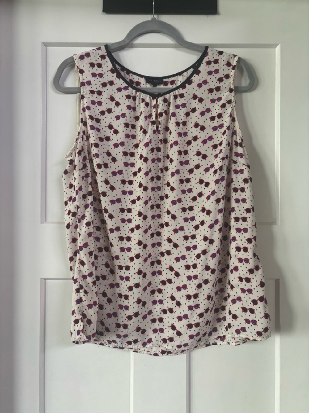 Talbots White Sleeveless Camisole with Sunglass Print